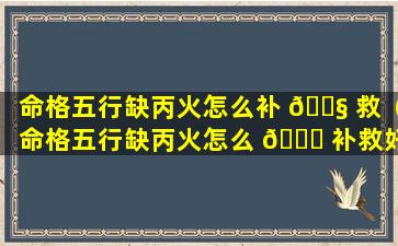 命格五行缺丙火怎么补 🐧 救（命格五行缺丙火怎么 🐟 补救好）